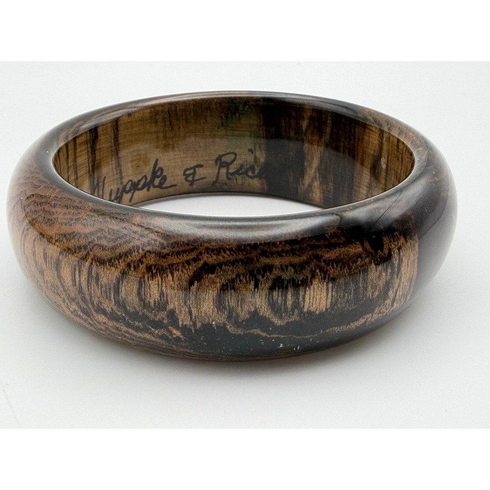 Huppke & Rice Ash Wood Vintage Bangle Bracelet Signed Handcrafted Artisan USA